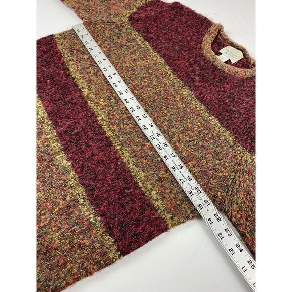 Christopher & Banks Crew Neck Knit Sweater Womens Large Red Green Ramie Blend BI - Picture 5 of 6